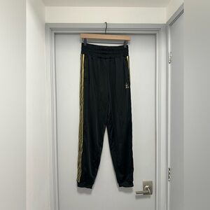 Adidas Jogger Black Track Pants with Gold Side Stripes